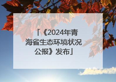 《2024年青海省生态环境状况公报》发布