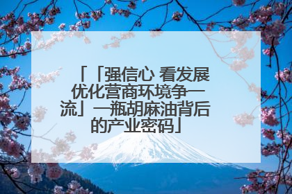 「强信心 看发展 优化营商环境争一流」一瓶胡麻油背后的产业密码