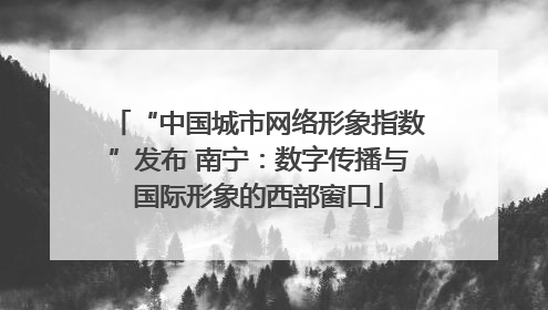 “中国城市网络形象指数”发布 南宁：数字传播与国际形象的西部窗口