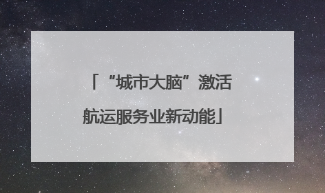“城市大脑”激活航运服务业新动能