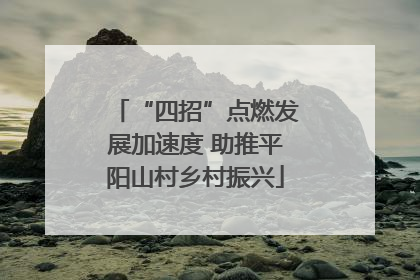 “四招”点燃发展加速度 助推平阳山村乡村振兴