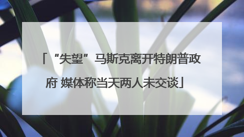 “失望”马斯克离开特朗普政府 媒体称当天两人未交谈