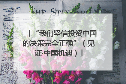 “我们坚信投资中国的决策完全正确”（见证·中国机遇）