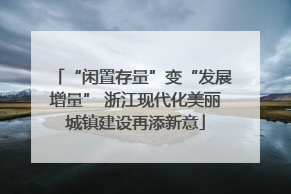 “闲置存量”变“发展增量” 浙江现代化美丽城镇建设再添新意
