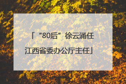 “80后”徐云涌任江西省委办公厅主任