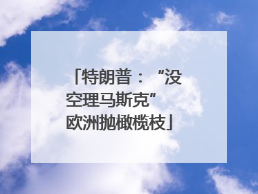 特朗普：“没空理马斯克” 欧洲抛橄榄枝