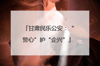 甘肃民乐公安：“警心”护“企兴”