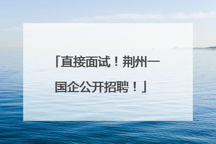 直接面试！荆州一国企公开招聘！