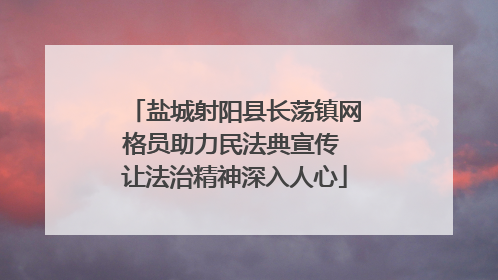 盐城射阳县长荡镇网格员助力民法典宣传 让法治精神深入人心