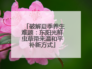 破解夏季养生难题：东阳光鲜虫草带来温和平补新方式