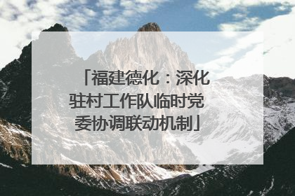 福建德化：深化驻村工作队临时党委协调联动机制