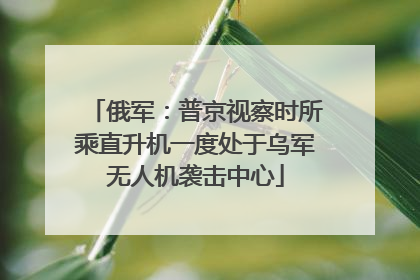 俄军：普京视察时所乘直升机一度处于乌军无人机袭击中心