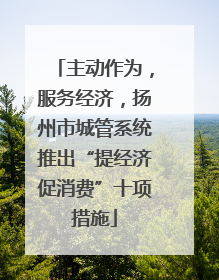 主动作为，服务经济，扬州市城管系统推出“提经济促消费”十项措施