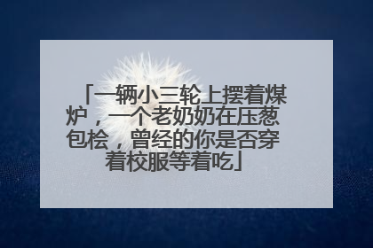 一辆小三轮上摆着煤炉，一个老奶奶在压葱包桧，曾经的你是否穿着校服等着吃