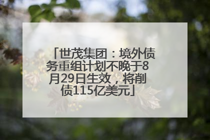 世茂集团：境外债务重组计划不晚于8月29日生效，将削债115亿美元