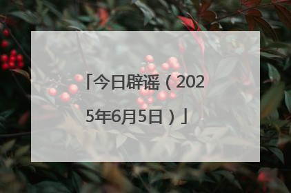 今日辟谣（2025年6月5日）