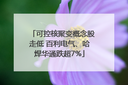 可控核聚变概念股走低 百利电气、哈焊华通跌超7%