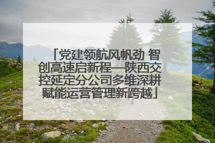 党建领航风帆劲 智创高速启新程—陕西交控延定分公司多维深耕赋能运营管理新跨越
