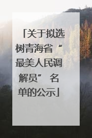 关于拟选树青海省“最美人民调解员” 名单的公示