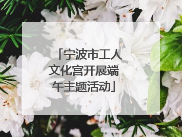 宁波市工人文化宫开展端午主题活动