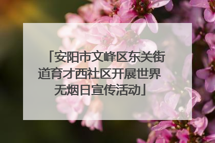 安阳市文峰区东关街道育才西社区开展世界无烟日宣传活动