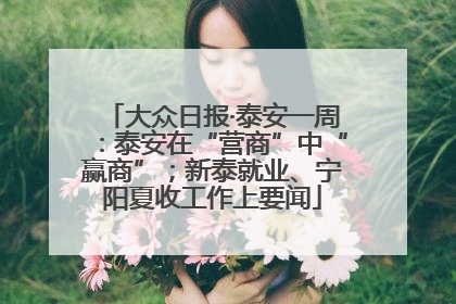 大众日报·泰安一周：泰安在“营商”中“赢商”；新泰就业、宁阳夏收工作上要闻