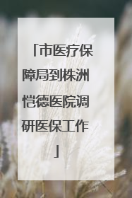 市医疗保障局到株洲恺德医院调研医保工作