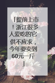 提前上市！浙江很多人爱吃的它供不应求，今年要卖到60元一斤