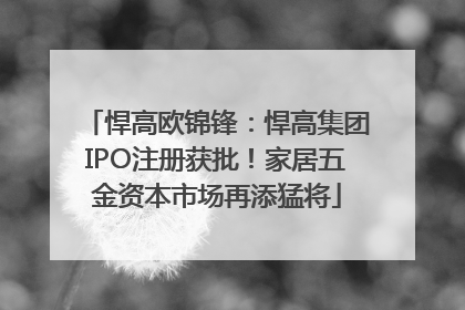 悍高欧锦锋：悍高集团IPO注册获批！家居五金资本市场再添猛将