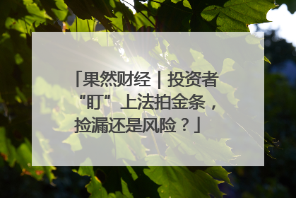 果然财经｜投资者“盯”上法拍金条，捡漏还是风险？