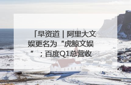 早资道｜阿里大文娱更名为“虎鲸文娱”；百度Q1总营收325亿元超预期
