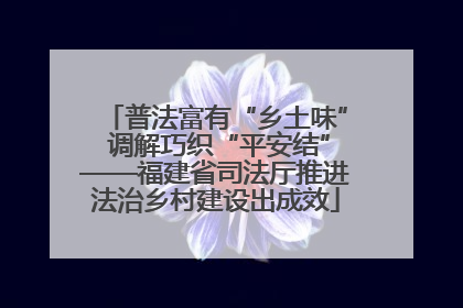普法富有“乡土味” 调解巧织“平安结”——福建省司法厅推进法治乡村建设出成效