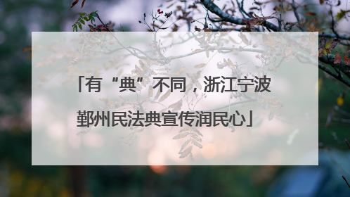 有“典”不同，浙江宁波鄞州民法典宣传润民心