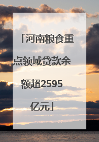 河南粮食重点领域贷款余额超2595亿元