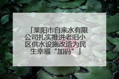 莱阳市自来水有限公司扎实推进老旧小区供水设施改造为民生幸福“加码”