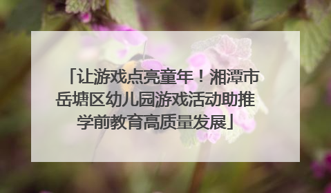 让游戏点亮童年！湘潭市岳塘区幼儿园游戏活动助推学前教育高质量发展