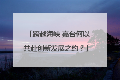 跨越海峡 嘉台何以共赴创新发展之约？