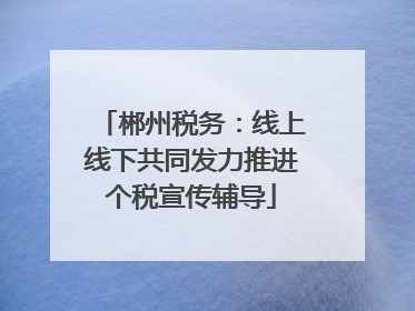 郴州税务：线上线下共同发力推进个税宣传辅导