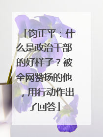 钧正平：什么是政治干部的好样子？被全网赞扬的他，用行动作出了回答