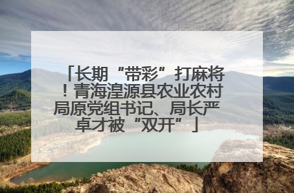 长期“带彩”打麻将！青海湟源县农业农村局原党组书记、局长严卓才被“双开”
