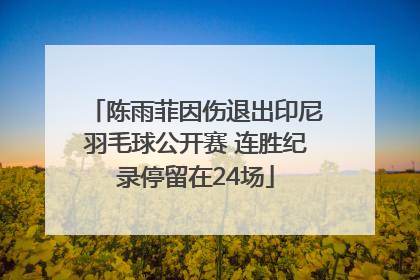 陈雨菲因伤退出印尼羽毛球公开赛 连胜纪录停留在24场