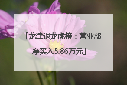 龙津退龙虎榜：营业部净买入5.86万元