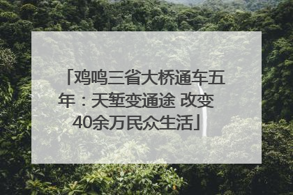 鸡鸣三省大桥通车五年：天堑变通途 改变40余万民众生活