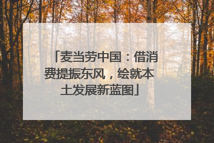 麦当劳中国：借消费提振东风，绘就本土发展新蓝图